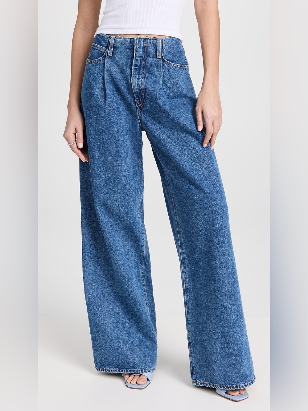 SLVRLAKE Taylor Wide Pleated Jeans in Sweet Memory